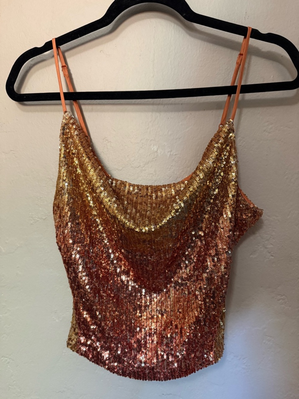 Free People Sequin Cowl Tank Top - Gold & Copper